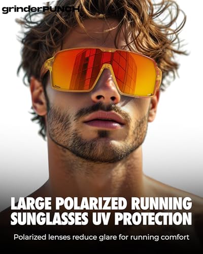 grinderPUNCH Polarized Sport Sunglasses for Men and Women, Lightweight Sun Glasses with UV Protection for Snow Hiking Cycl...