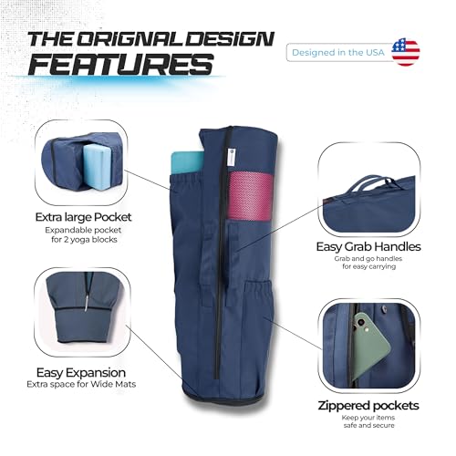 MAGNILAY Yoga Mat Bag - for Women and Men, Yoga Mat Carrier, Fits Mats Blocks and Accessories for Workouts, (32”L)