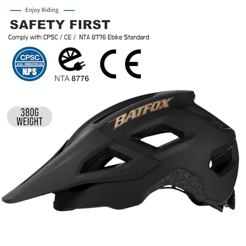 BATFOX NTA 8776 E-Bike & Mountain Bike Helmet for Adults Youth, E-MTB Cycling Helmet for Men Women (52-60CM)