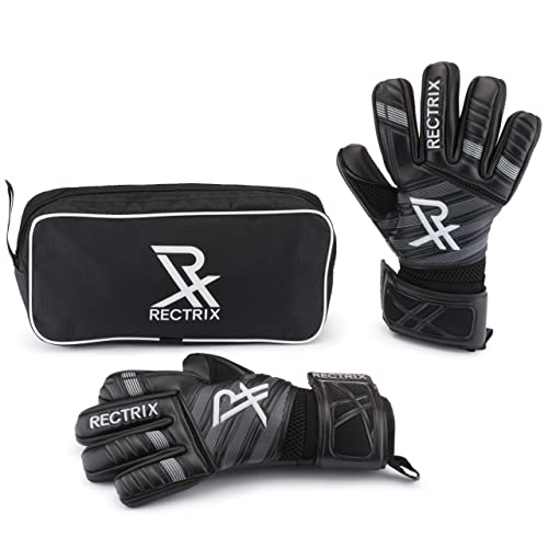Rectrix 1.0 Goalkeeper Gloves (with Free Zip Case) - Negative Cut - Youth & Adult Sizes - Pro-Level Grip for Football Socc...