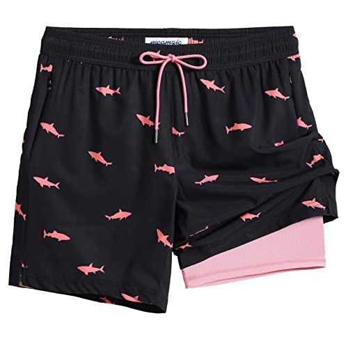 maamgic 2 in 1 Mens Swim Trunks 7 Inch Swim Shorts Swim Suits Board Shorts