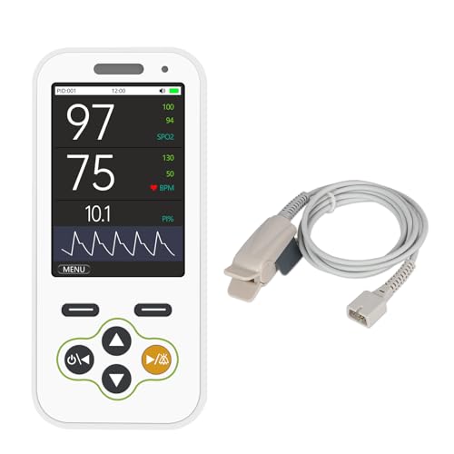 Handheld Pulse Oximeter with Real-Time Alarm -Continuous Adult Finger Spot Checks and Adjustable SpO2 level alarm