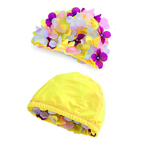 WINOMO Fashionable Swim Cap Floral Petal Stylish Swimming Hat Bathing Caps Size L for Women