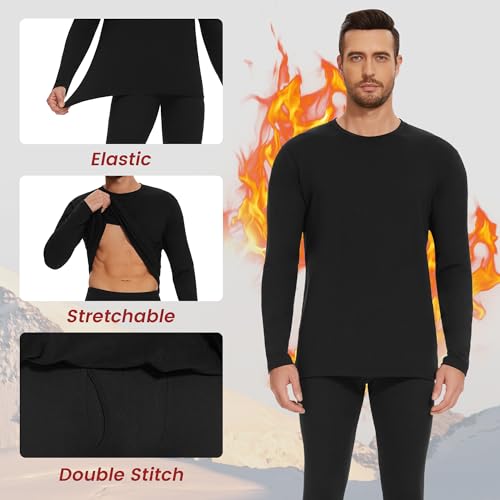 OBFUN Thermal Underwear for Men Long Johns Set - Fleece Lined Base Layer for Cold Weather Winter Clothes