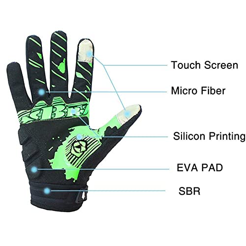 BRZSACR Skeleton Cycling Gloves Motorcycles Gloves Off-Road Vehicle MTB, Bicycle Gloves Shock Absorption Non-Slip Touch Sc...