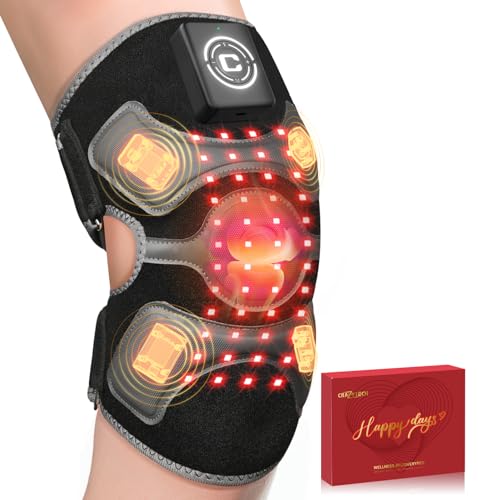 3D Red Light Therapy Vibration Massage Knee Brace - FSA Eligible HSA 5000mAh Cordless Knee Massager with 4 Vibration Area...
