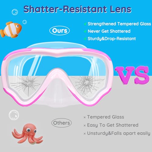 MOMUSE Kids Swim Goggles with Soft Fabric Strap, Diving Mask with 3D No-Leak Nose Cover, Anti-Fog & Shatterproof Lens, Swi...