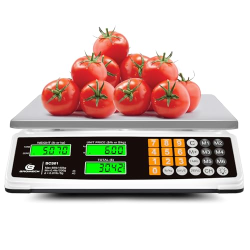 BROMECH Price Computing Scale 88lb/40kg Commercial Food Scale for Produce Meat Weighing, LCD Display and Green Bright Back...