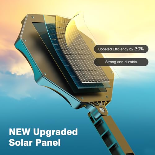 OKPRO Solar Lights Outdoor, 168LED 6500K Flood Light Dusk to Dawn, 8 Sides Solar Outdoor Lights with Motion Sensor, IP66 W...
