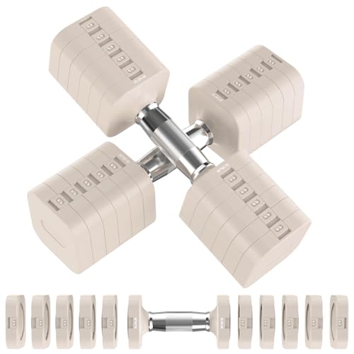 Hezeyferg 30.8LB Adjustable Dumbbell Set, Each Adjustable Weight Dumbbell with 6 Levels 4.4/6.6/8.8/11/13.2/15.4lb, Hand W...
