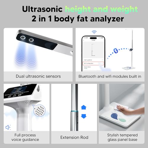 arboleaf Digital Physician Scale, Ultrasonic Height and Weight Scale, Smart Body Composition Analyzer for Gym and Home, 1...