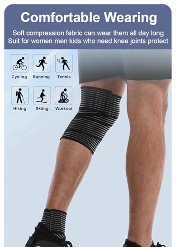 2 Pack Knee Wraps for Pain Relief, Knee Wrap Knee Compression Sleeve Knee Sleeves for Men Women Compression Knee Brace, Kn...
