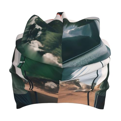 YANYU Lake Camping Print Soft Beanie Winter Hat Warm Thermal Cap Headwear for Snow Play Outdoor Activities