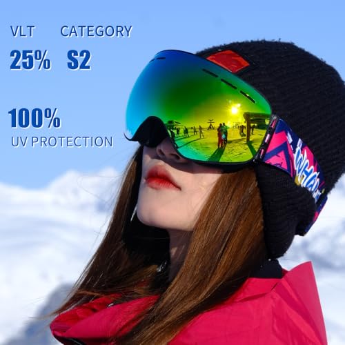Whale Magnetic Flip-up Ski goggles, eyewear-style goggles For Men, Women And teenagers - 100% UV Protection