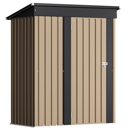 Devoko Outdoor Storage Shed 5 x 3 FT Lockable Metal Garden Shed Steel Anti-Corrosion Storage House with Single Lockable Do...