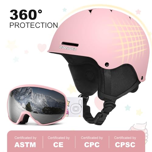 Odoland Kids Ski Helmet, Snow Helmet with Ski Goggles Set for Boys and Girls, Shockproof, Windproof, Safety Snowboard Spor...
