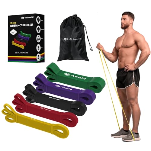 PrimaFit Resistance Bands - Workout, Gym & Pull Up Assistance Bands - Dumbbell Alternative, Stretching - For Men & Women
