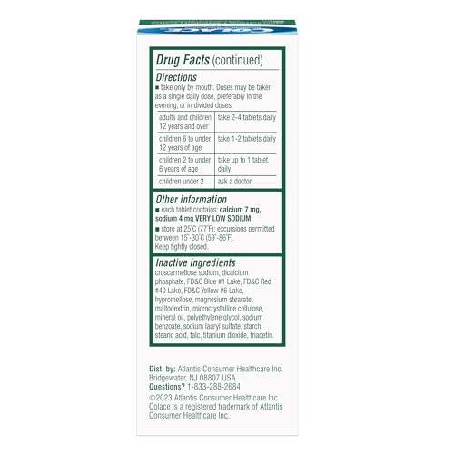 Colace 2-in-1 Stool Softener Plus Stimulant Laxative for Gentle Effective Constipation Relief, Docusate Sodium Plus Sennosides, 60 Count (Pack of 2)