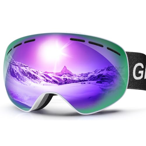 GlaRid OTG Ski Goggles PRO, Frameless 100% UV Protection Anti Fog Ski Goggles Men, Snowboard Goggles Men/Women/Adult/Youth