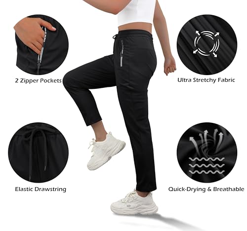 IWOLLENCE Women's Active Stretch Pants Quick Dry Breathable Athletic Comfy Fit Hiking Pant with Zipper Pockets