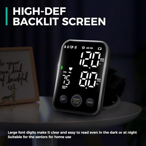 Oklar Blood Pressure Monitor Upper Arm Monitors for Home Use BP Machine Sphygmomanometer with 2x120 Reading Memory Adjusta...