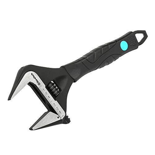 DURATECH 10-Inch Adjustable Wrench, Wide Jaw Opening Black Oxide Finish Plumbing Wrench, CR-V Steel, SAE and Metric Scale ...