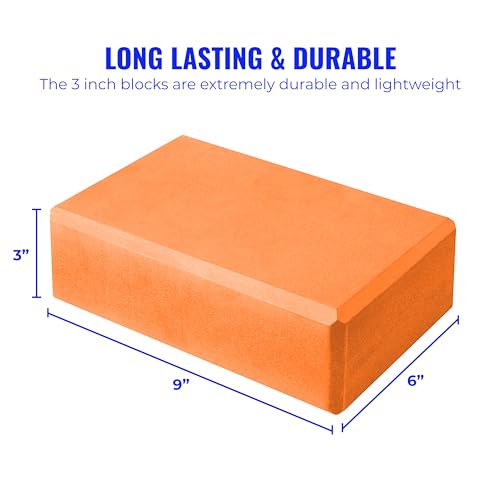 Hello Fit 3" Yoga Block, 10 Pack Bulk EVA Foam Yoga Blocks, Firm and Supportive Yoga Brick, Balance Foam for Stretching, P...