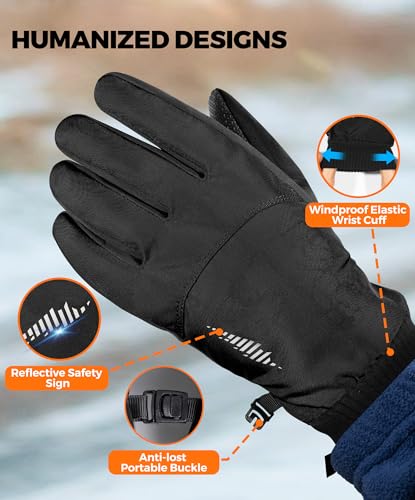 rivmount Snow Winter Gloves made with Waterproof/Touchscreen/Thermal Warm for Cold Weather Running, Cycling, Ski, Women Men