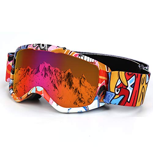 Flantor Kids Ski Goggles,Non-Slip Strap Snow Goggles Snowboard Goggles