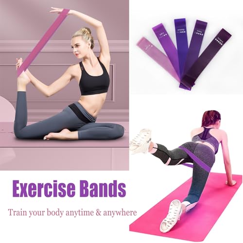 Resistance Bands for Working Out, Pull Up Bands Assistance, Exercise Workout Bands Resistance Set for Men Women 5 Pcs (Pur...