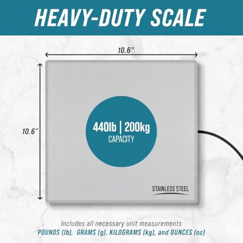 Smart Weigh Digital Postal Shipping Scale, Heavy Duty, 440 lb Capacity, 6 oz Readability, Hold & Tare Function, Stainless ...