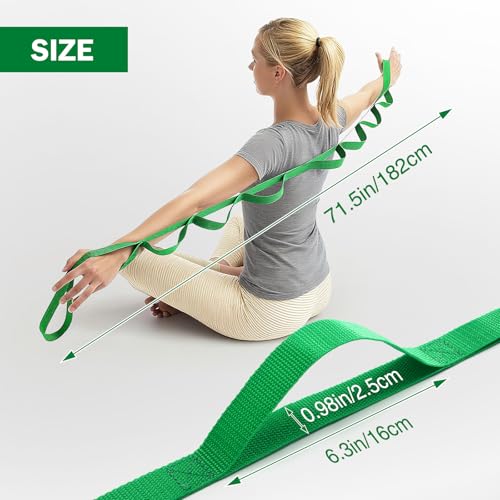 Stretching Strap Yoga Straps for Physical Therapy, 10 Loops Non-Elastic Stretch Band for Pilates, Flexibility, Exercise an...