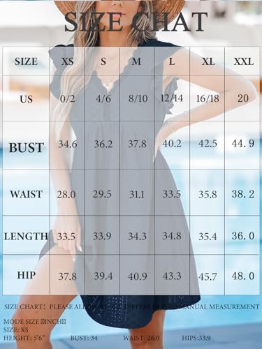 CUPSHE Beach Dress V Neck Cap Flutter Sleeve Lace Hollow Out Pleated Summer Mini Cover Up Dress