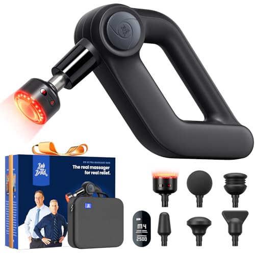 BOB AND BRAD D5 Ultra Massage Gun with Red Light Infrared Heat Head, FSA-HSA Eligible, 13mm Deep Tissue Percussion Muscle ...