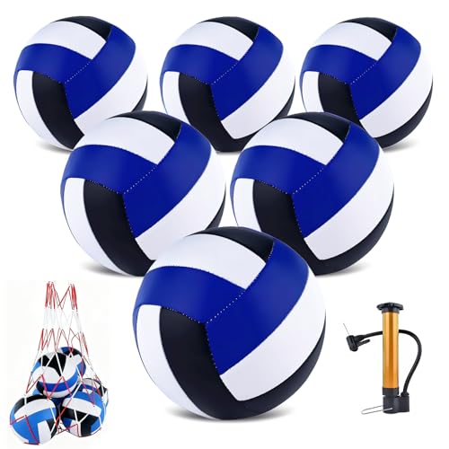 HYPGARD 6 Pack Volleyballs Official Size 5, Waterproof Soft Bulk Recreational Volley Balls with Pump and Net Bag for Indoo...