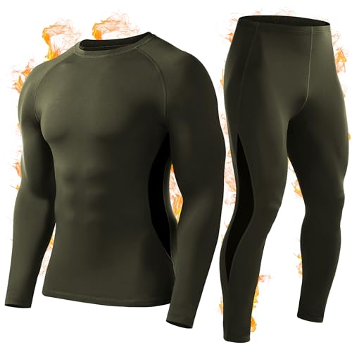 Roadbox Thermal Underwear for Men: Fleece Lined Long Johns Base Layer Ski Thermals Top and Bottom Set