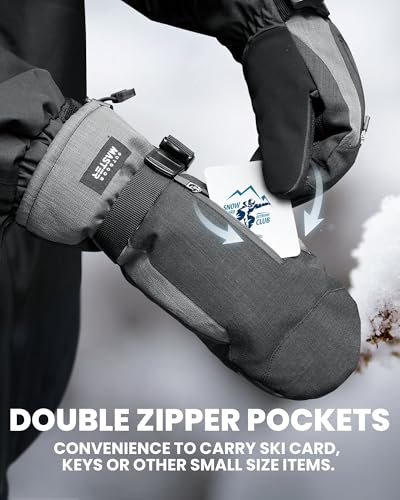OutdoorMaster Ski Snow Mittens for Women & Men, Thermal Snowboard Ski Gloves Screen Touch, Warm Winter Anti-Slip Waterproo...