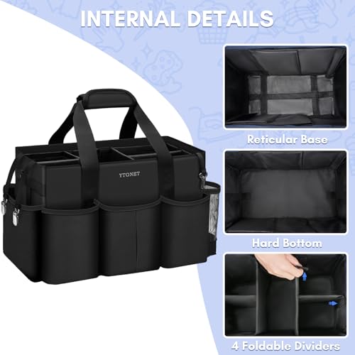 Ytonet Wearable Cleaning Caddy Bag, Large Cleaning Supplies Organizer with 4 Foldable Dividers, Caddy Organizer with Handl...