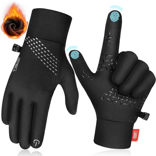 RUIXUE Thermal Gloves for Men Women, Winter Windproof Anti-Slip Touch Screen Running Gloves for Driving Riding Cycling Hik...