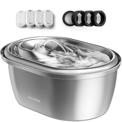 PETLIBRO Stainless Steel Cat Water Fountain, 101oz/3L Pet Water Fountain for Cats Inside, Food-Grade Dog Water Fountain, A...