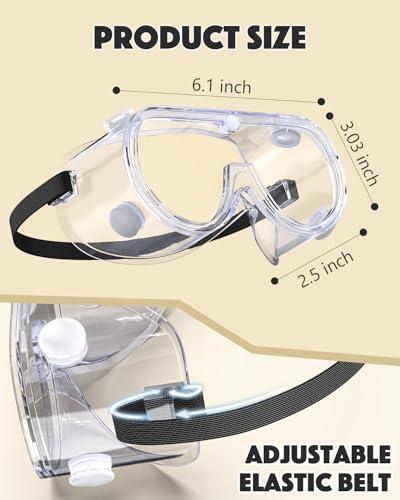 Qbily Anti-fog Safety Goggles,Adjustable Lab Goggles，Lightweight Science Goggles