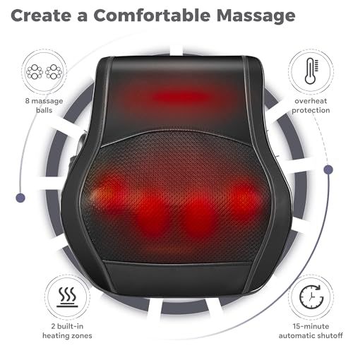 Neck and Back Massager for Pain Relief Deep Tissue with Heat, Shiatsu Shoulder Massager with Bi-Directional Rotating Head ...