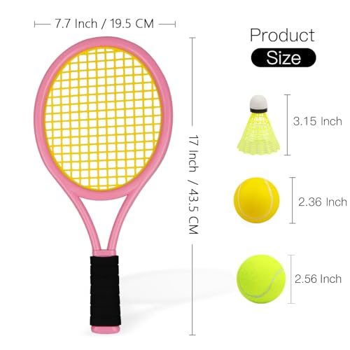 Crefotu Tennis Racket Set for Children,17 Inch Racquet with 1 Tennis Balls,4 Badminton Shuttlecocks and 3 Soft Balls for T...