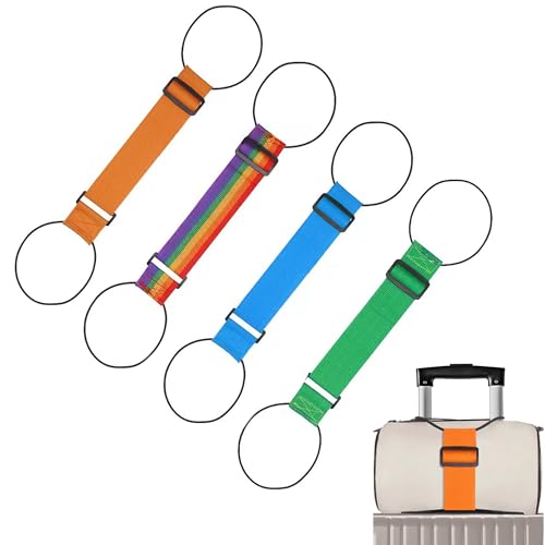 4PCS Luggage Straps for Suitcase, Adjustable Elastic Luggage Connector Straps, Multi-Functional Durable Travel Packing Str...