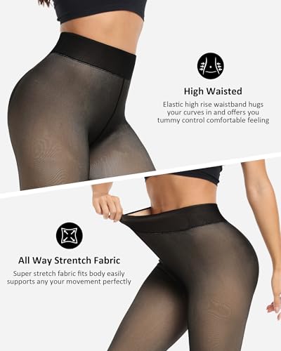 NORMOV Winter Warm Fleece Lined Leggings Women,Thick Thermal Velvet Tights