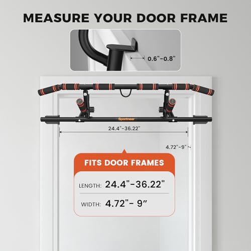 Sportneer Pull Up Bar with Rotate Handle – Multi-Grip Chin Up Bar for Doorway, 440lb Capacity Strength Training Pull Up Ba...