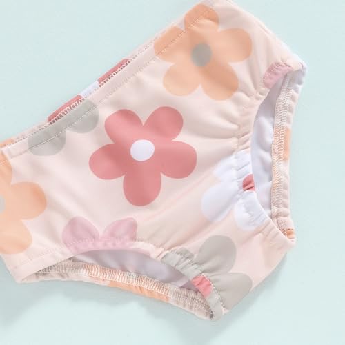 Xiaodriceee Toddler Baby Girl Two Piece Swimsuit Floral Print Fly Sleeve Tankini Bathing Suit Beach Swimwear Bikini