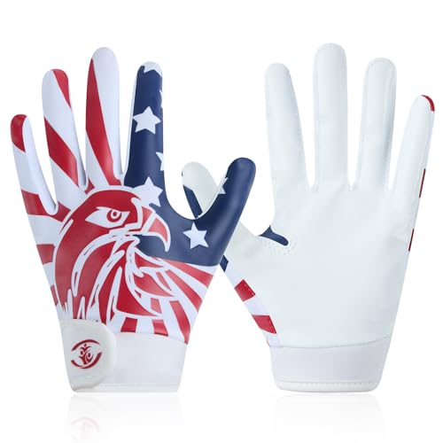 WATSAVPUP Youth Football Gloves, Children's Silicone Grips, Sports Receiver Gloves with Super Strong Capabilities, Enhanci...