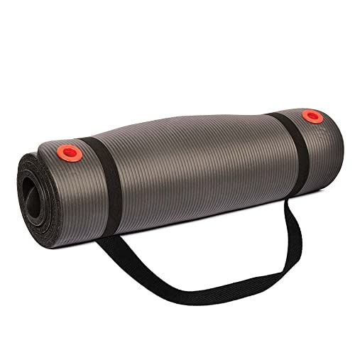 Body Sport 1/2 Inch Non-Slip Exercise Mat with Carry Strap for Men & Women - Thick Foam Surface for Yoga, Pilates, Fitnes...
