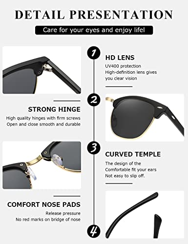 AEVOGUE Polarized Sunglasses For Women And Men Semi Rimless Frame Retro Sun Glasses AE0369